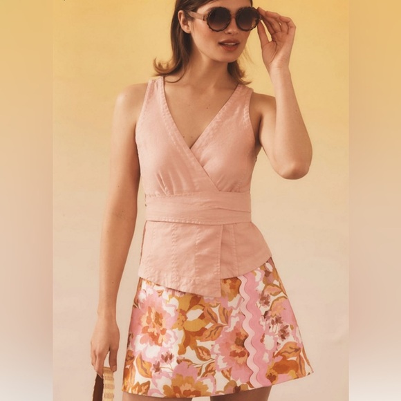 Pink Wrap Top with Bow Detail, workwear chic, size L - Picture 2 of 7